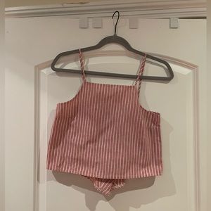 LA hearts pink and white tank, size S